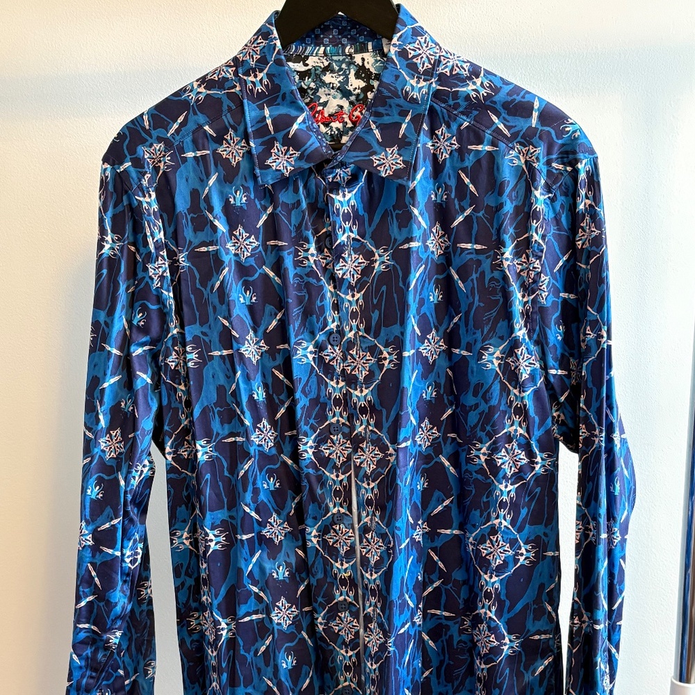 Robert Graham Blue Patterned Long Sleeve Shirt - Men's